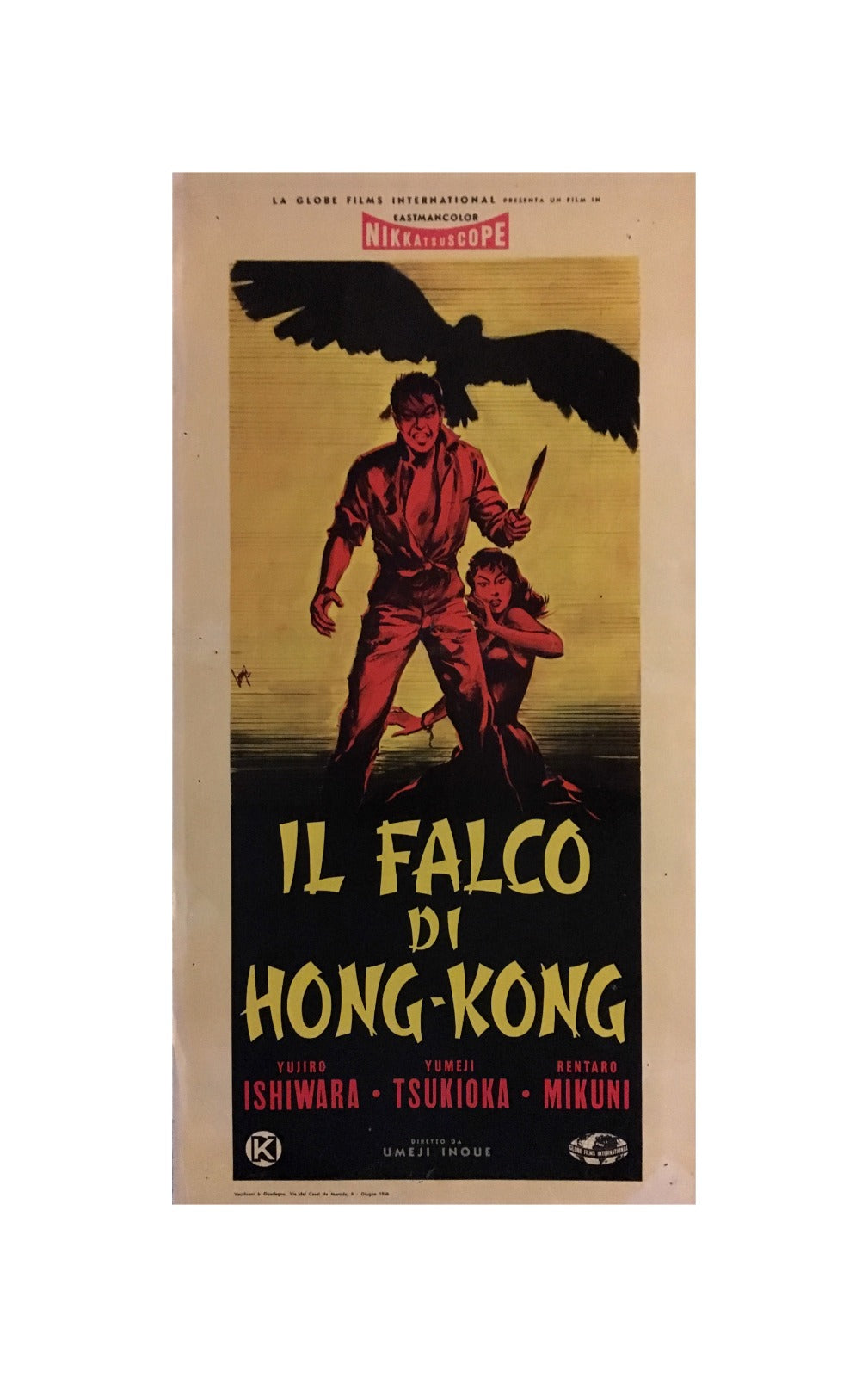 Locandina Di Cinema Originale D'Epoca Il Falco Di Hong Kong 1958 Tortona4Arte