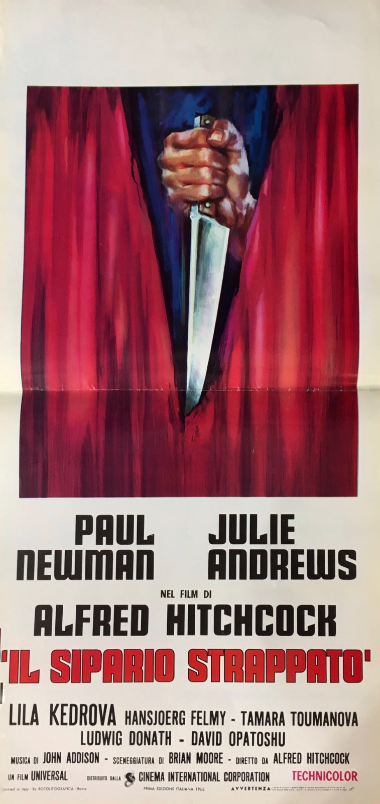 Locandina Di Cinema Originale Il Sipario Strappato 1966 (Alfred Hitchcock) Tortona4Arte