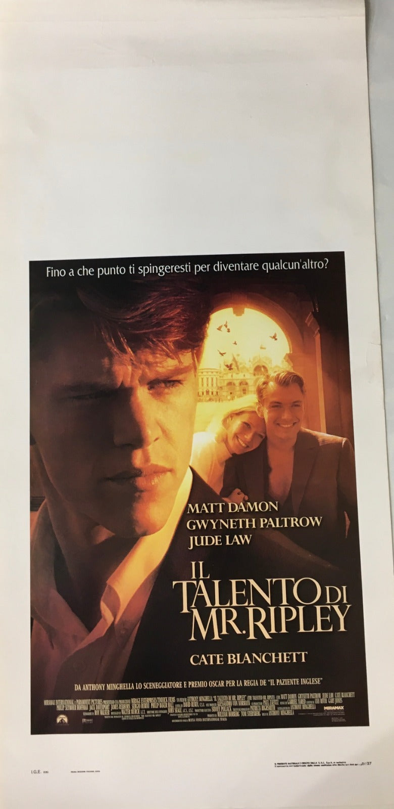 Locandina Di Cinema Originale D'Epoca Il Talento Di Mr. Ripley 2000 Tortona4Arte
