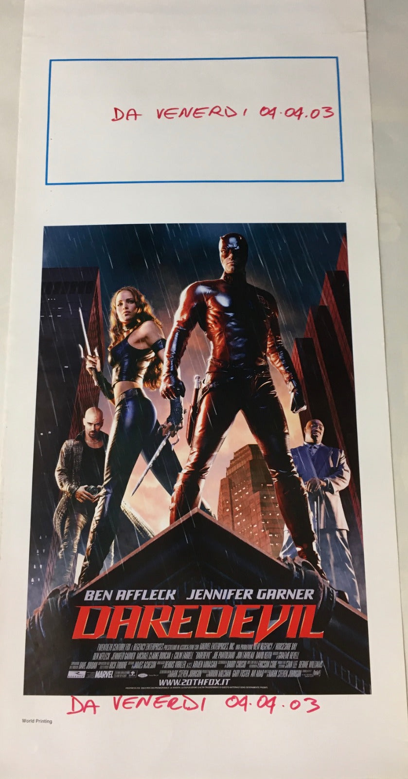 Locandina Di Cinema Originale D'Epoca Daredevil 2003 Tortona4Arte
