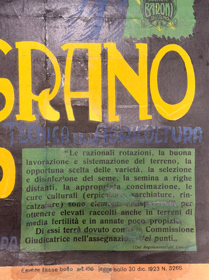 Manifesto pubblicitario originale - Concorso nazionale per la vittoria del grano
