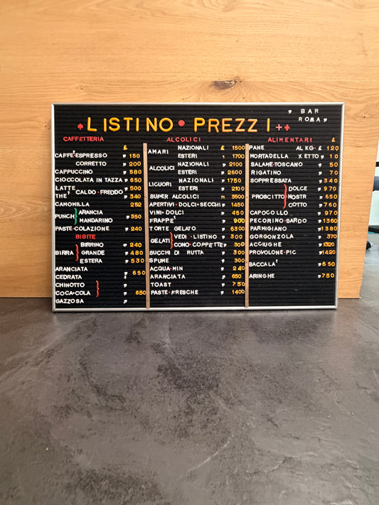 Listino prezzi - Bar Roma