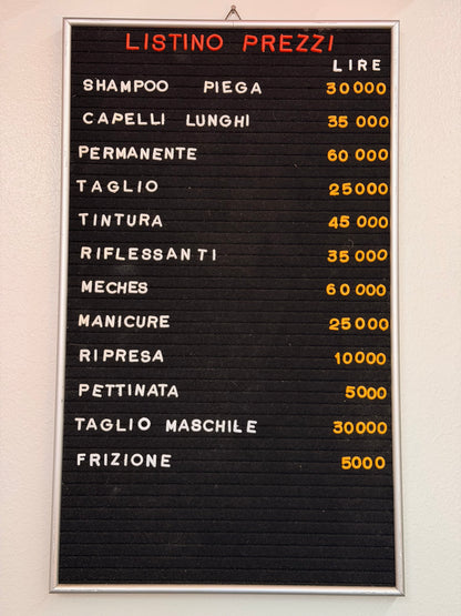 Listino prezzi - Parrucchiere