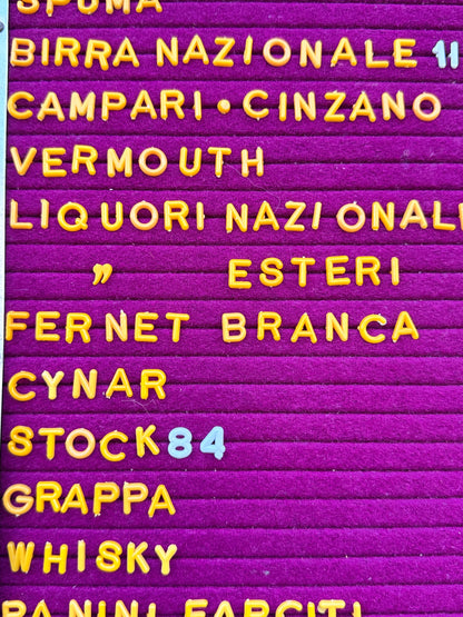 Listino prezzi bar