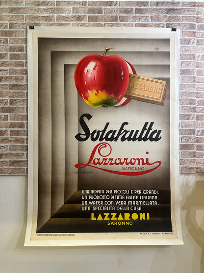Manifesto originale pubblicitario - Solafrutta Lazzaroni - Saronno