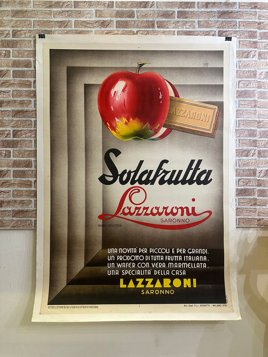 Manifesto originale pubblicitario - Solafrutta Lazzaroni - Saronno