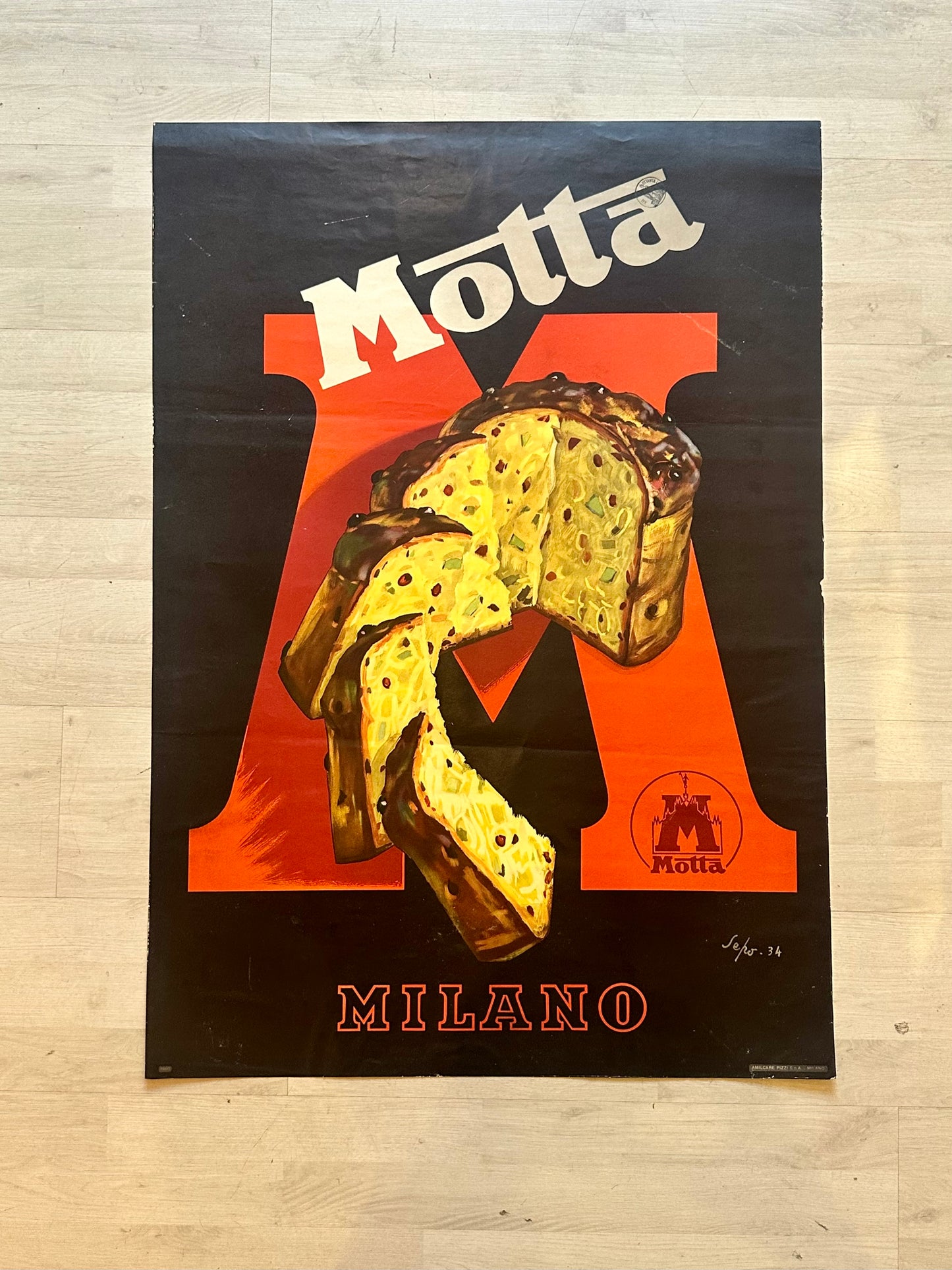 Manifesto pubblicitario originale - Panettone Motta Milano