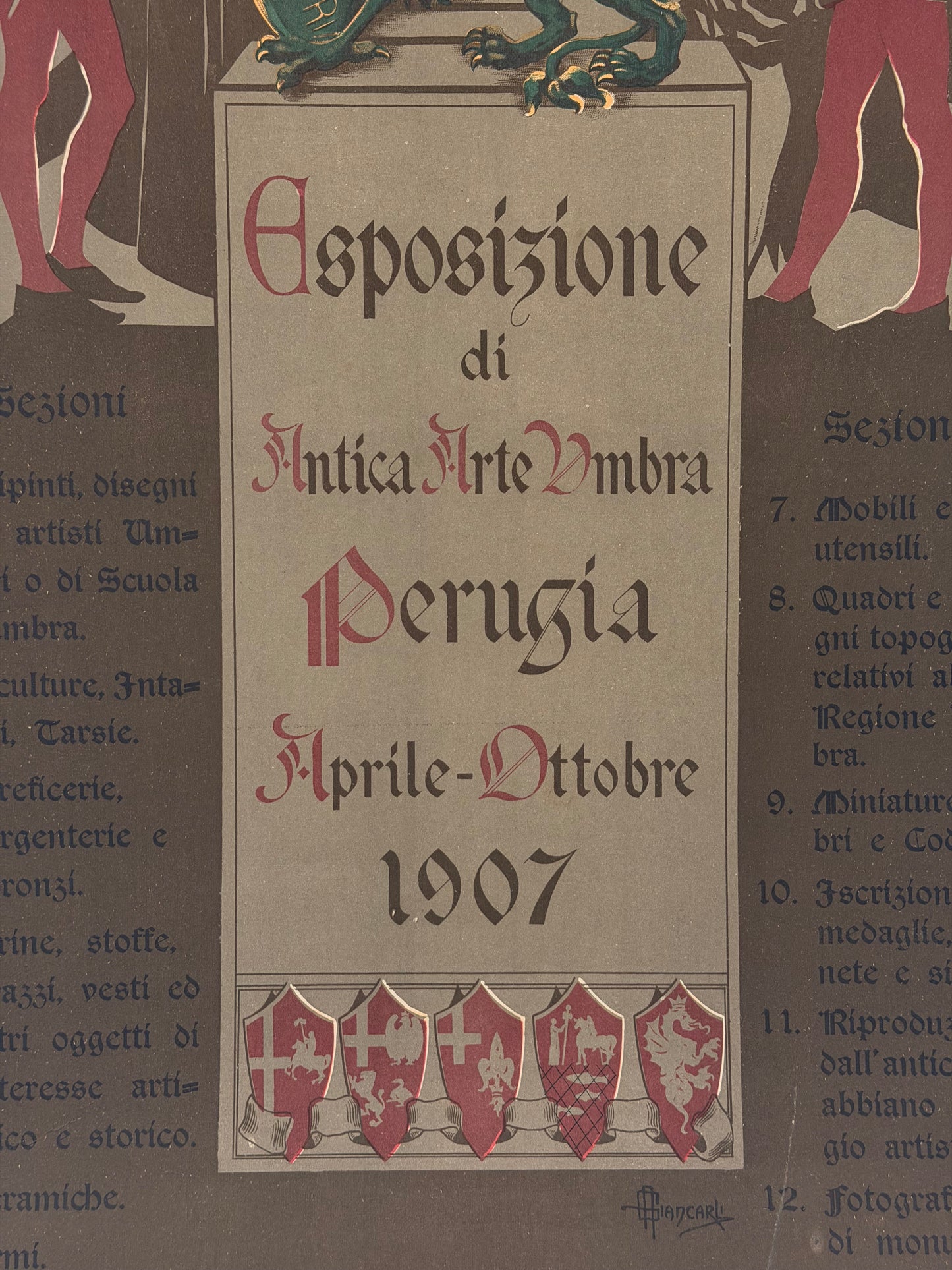 Manifesto pubblicitario originale - Esposizione di Arte Antica Umbra- Perugia