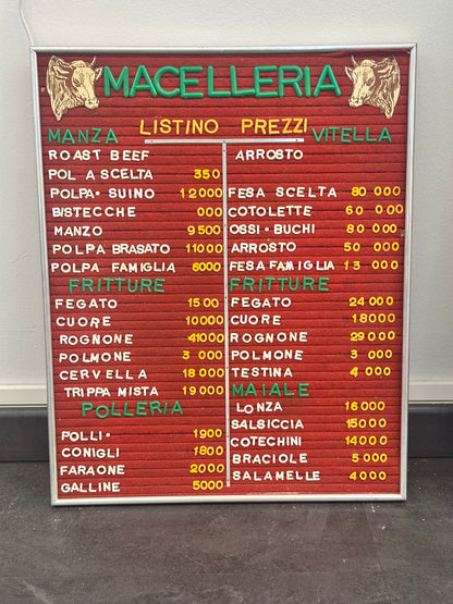 Listino prezzi - Macelleria
