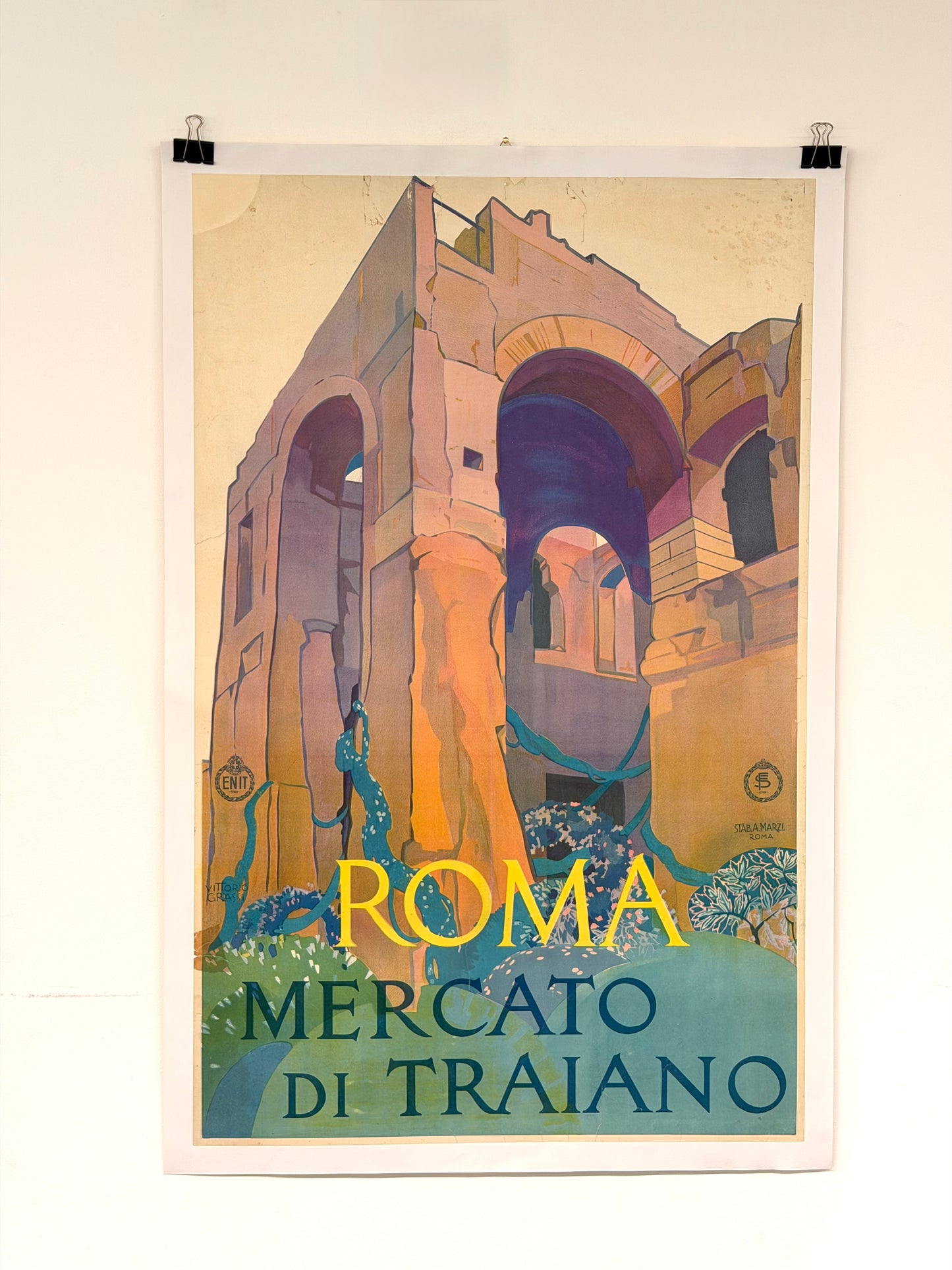 Manifesto pubblicitario originale - Roma Mercato Traiano ENIT