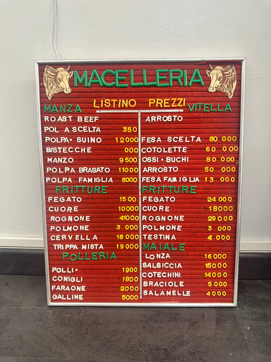 Listino prezzi - Macelleria