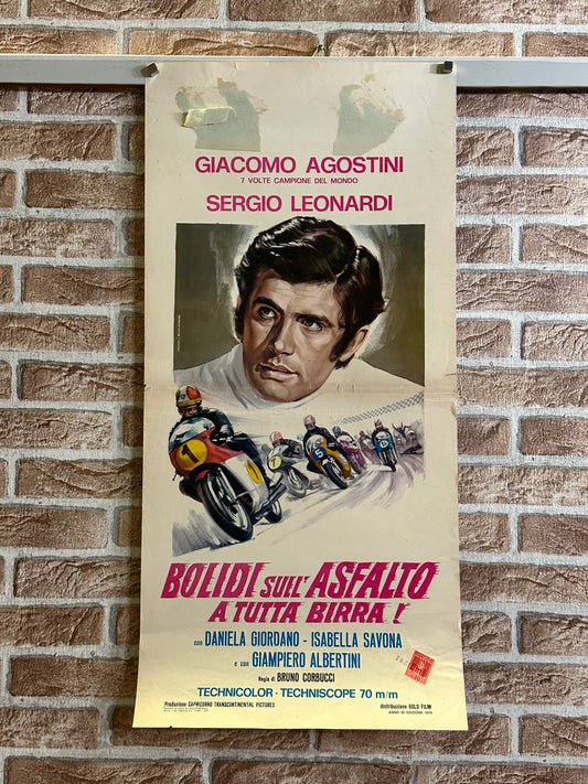 Locandina di cinema - Bolidi sull’Asfalto a tutta birra - Giacomo Agostini