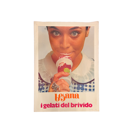 Manifesto pubblicitario originale - Besana i gelati del brivido - Oriella Dorella