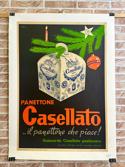Manifesto pubblicitario originale - Panettone Casellato Treviso