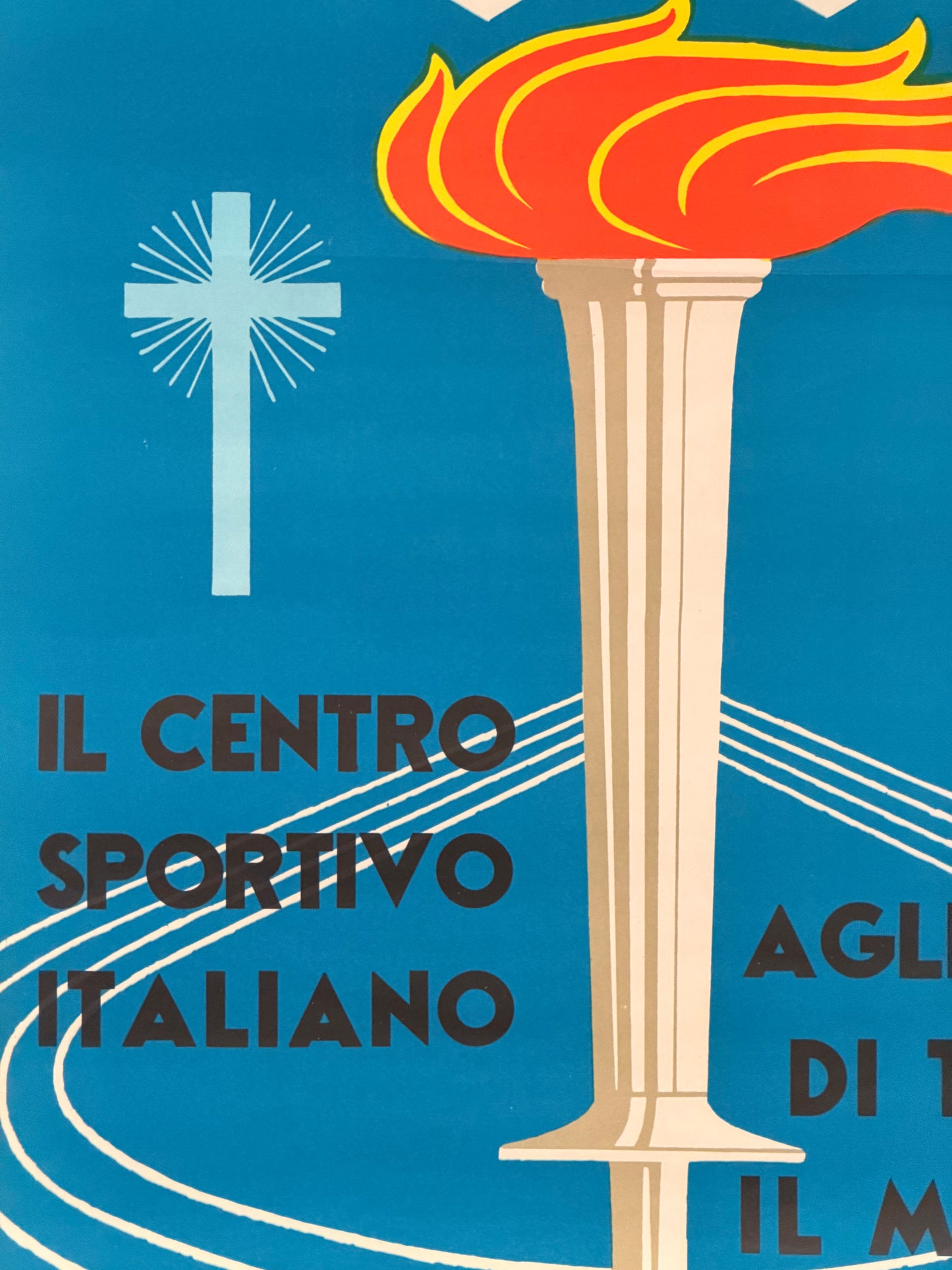 Manifesto pubblicitario originale - Centro sportivo italiano Fiaccola olimpica
