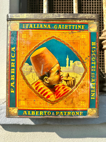 Latta pubblicitaria litografata Galettine Alberto Patrone Torino