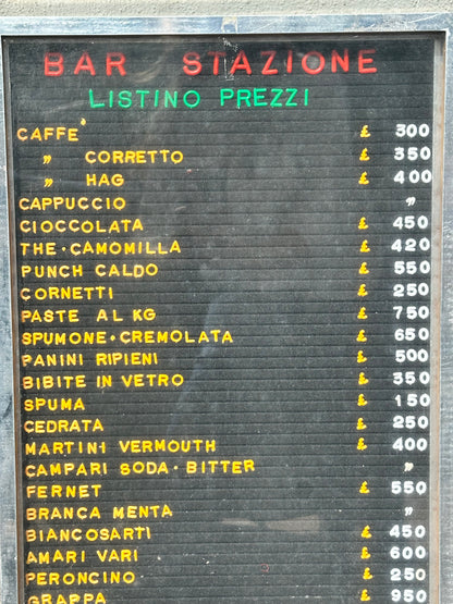 Listino prezzi - Bar Stazione