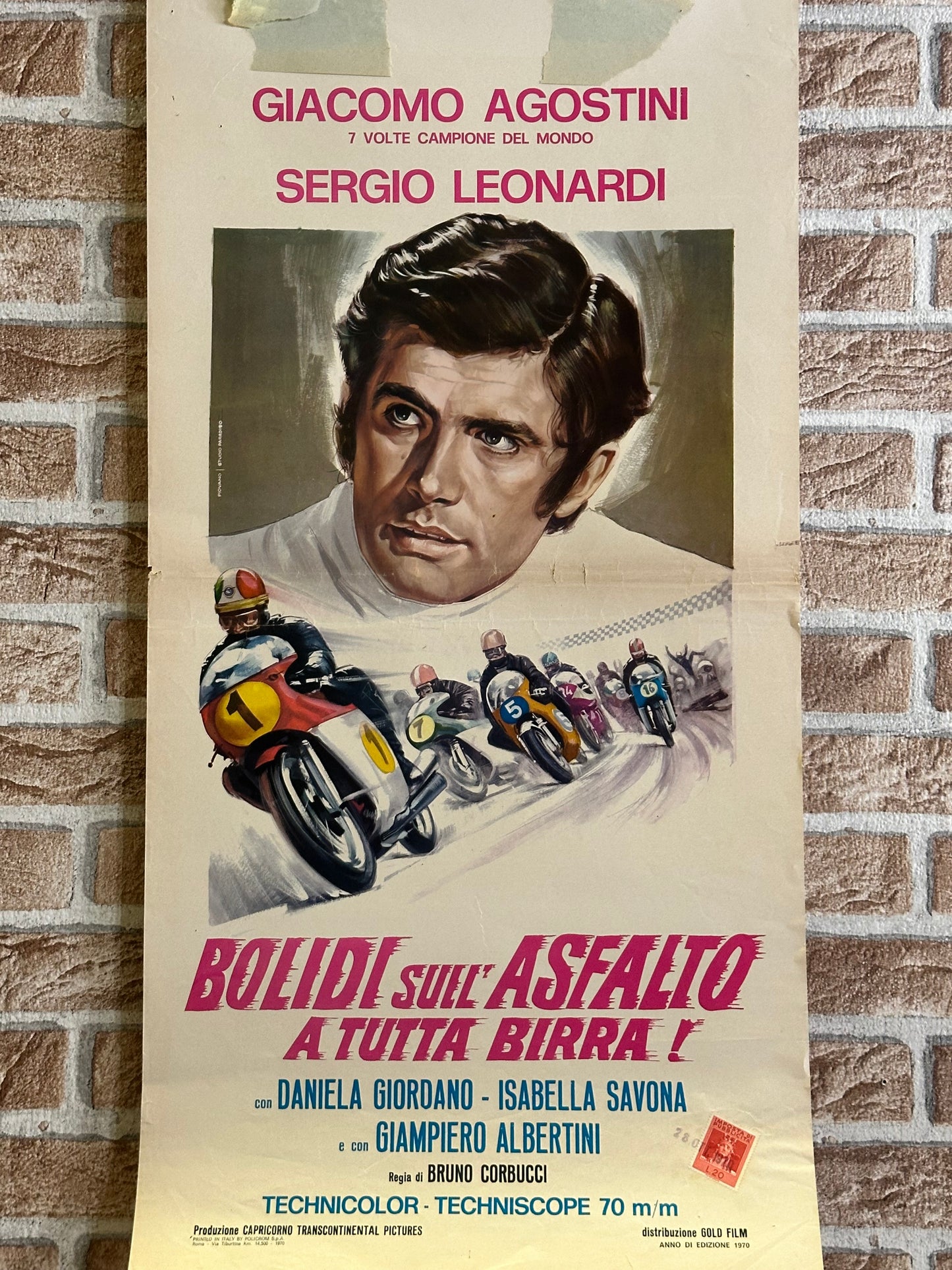 Locandina di cinema - Bolidi sull’Asfalto a tutta birra - Giacomo Agostini