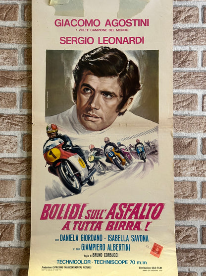 Locandina di cinema - Bolidi sull’Asfalto a tutta birra - Giacomo Agostini
