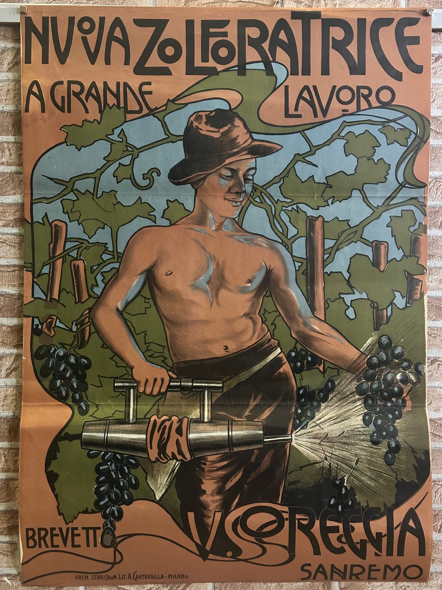 Manifesto pubblicitario originale - Nuova Zolforatrice Reggia Sanremo