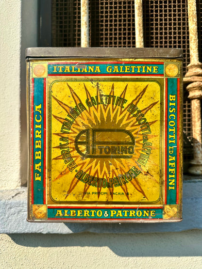 Latta pubblicitaria litografata Galettine Alberto Patrone Torino