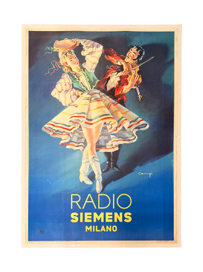 Manifesto pubblicitario originale - Radio Siemens Milano