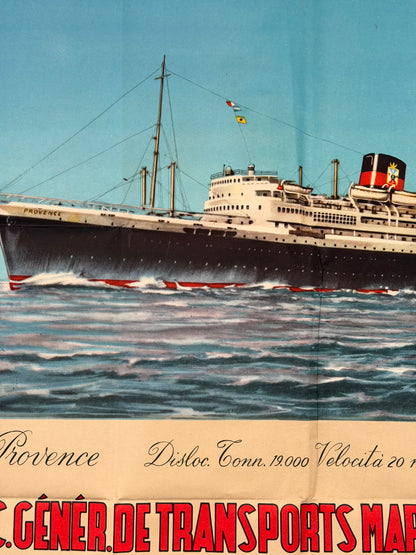 Manifesto pubblicitario originale - Società di trasporti maritimi
