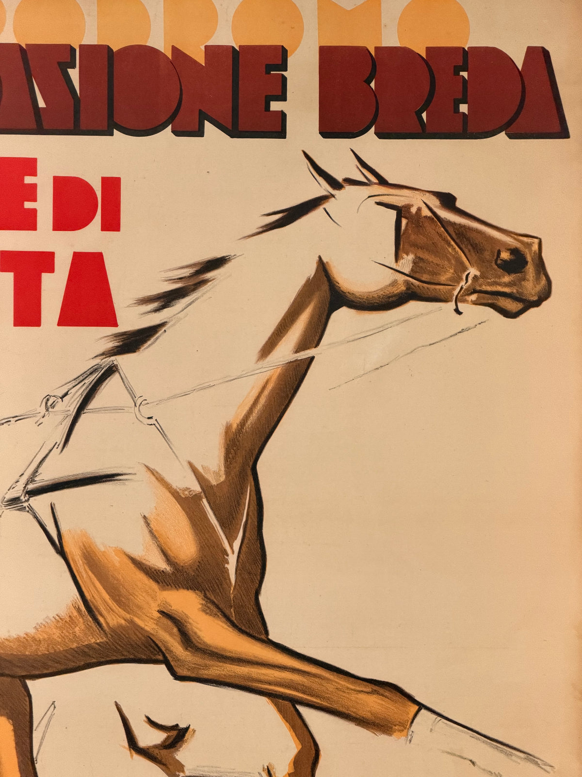 Manifesto pubblicitario originale - Ippodromo Fondazione Breda Ponte di Brenta - Padova