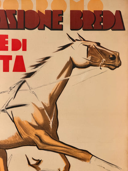 Manifesto pubblicitario originale - Ippodromo Fondazione Breda Ponte di Brenta - Padova