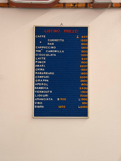 Listino prezzi - Bar