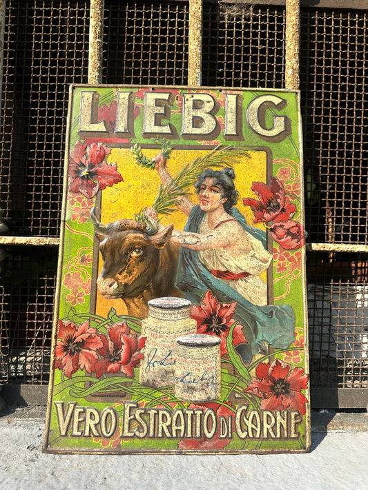 Insegna litografata originale Brodo Liebig