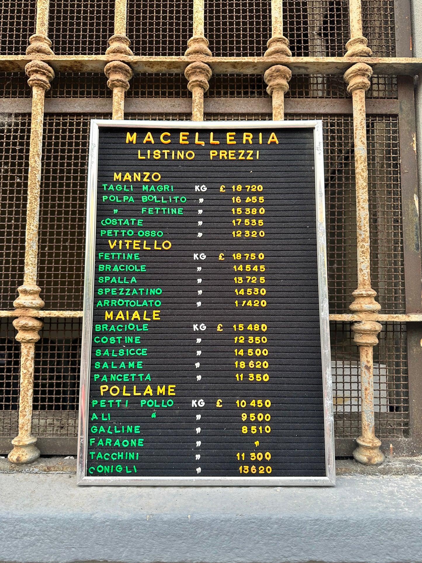 Listino prezzi - Macelleria