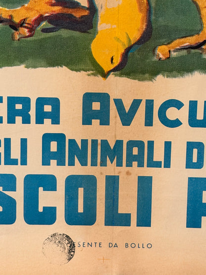 Manifesto pubblicitario originale - XI Fiera avicunicola Ascoli Piceno