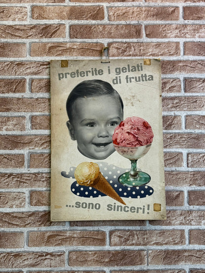 Cartonato pubblicitario originale - Gelati di frutta