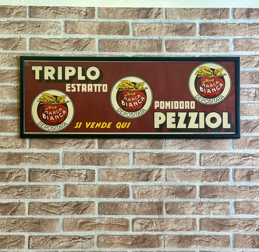 Manifesto pubblicitario Pezziol triplo estratto Pomidoro