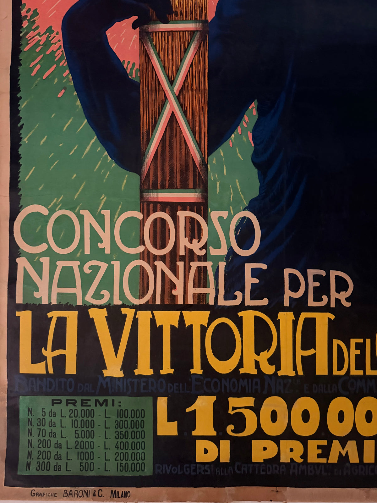 Manifesto pubblicitario originale - Concorso nazionale per la vittoria del grano