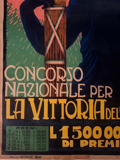 Manifesto pubblicitario originale - Concorso nazionale per la vittoria del grano
