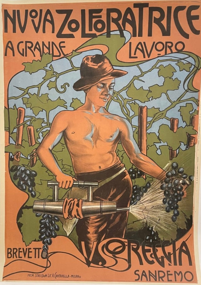 Manifesto pubblicitario originale - Nuova Zolforatrice Reggia Sanremo