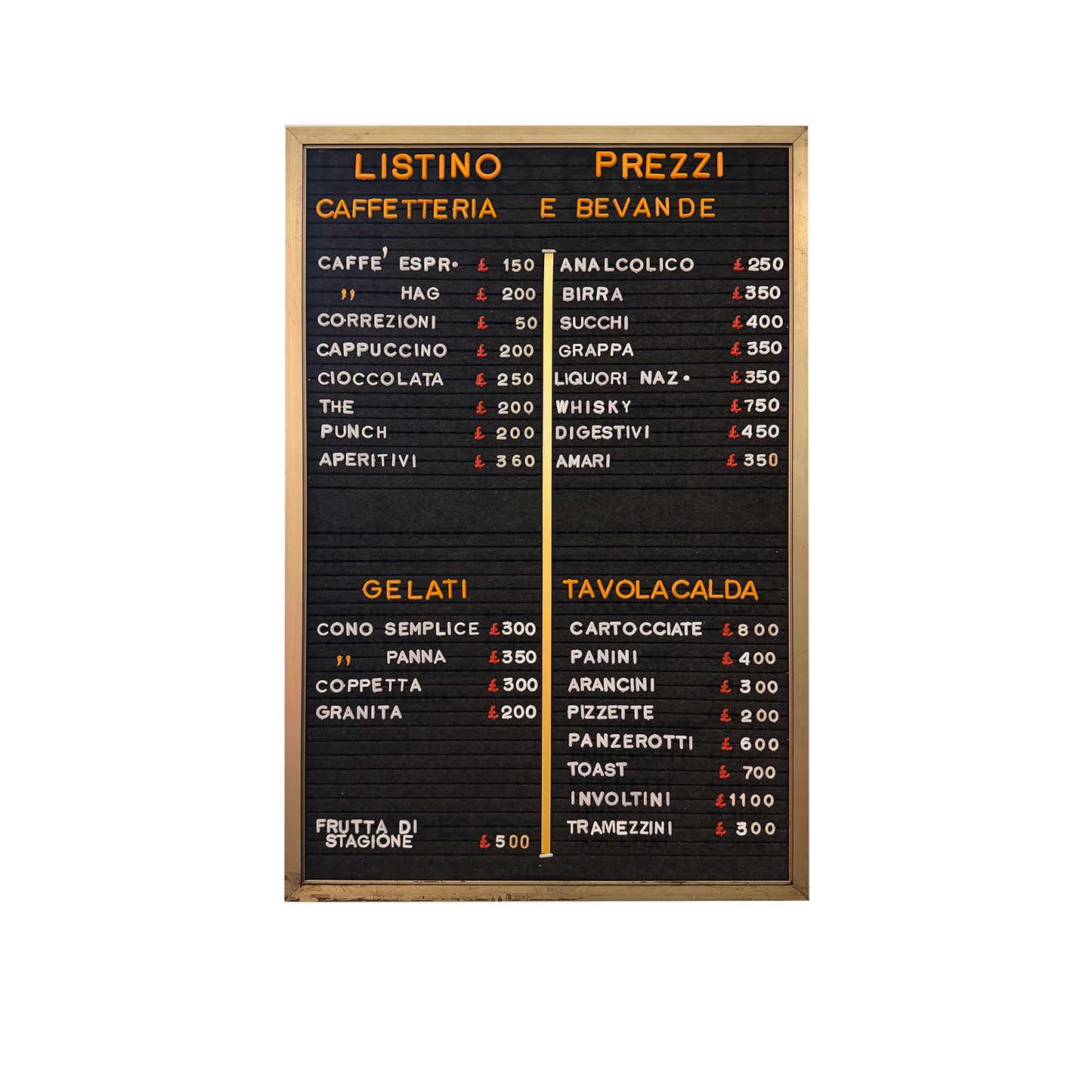 Listino prezzi - Caffetteria e Bevande
