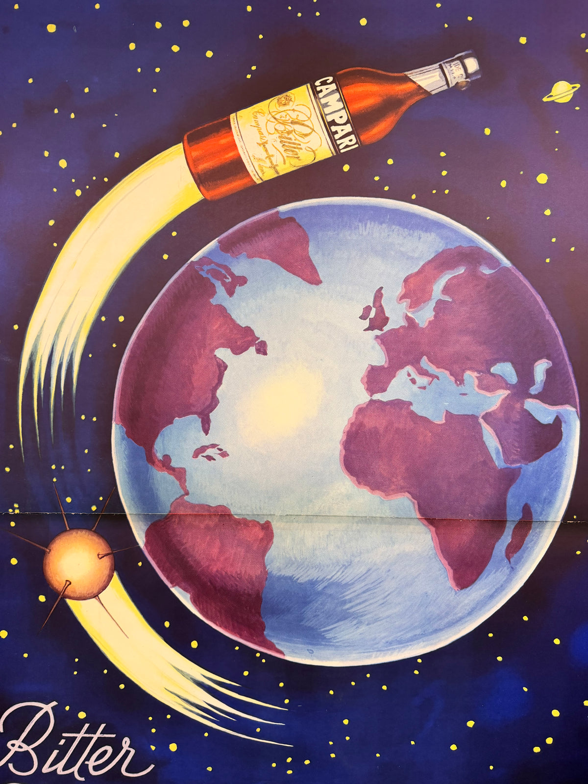 Manifesto pubblicitario originale - Campari dopo la terra... gli astri