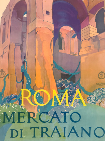 Manifesto pubblicitario originale - Roma Mercato Traiano ENIT