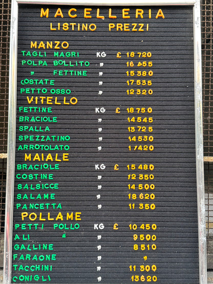 Listino prezzi - Macelleria