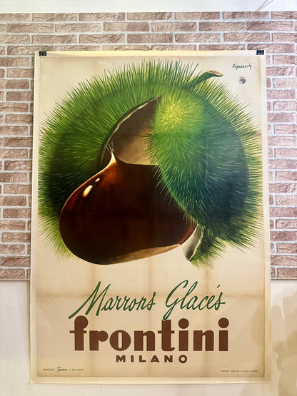 Manifesto pubblicitario originale - Marrons Glacés frontini Milano