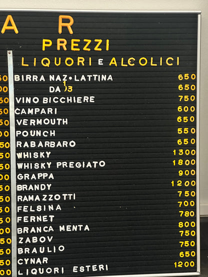 Listino prezzi - Bar Caffeteria