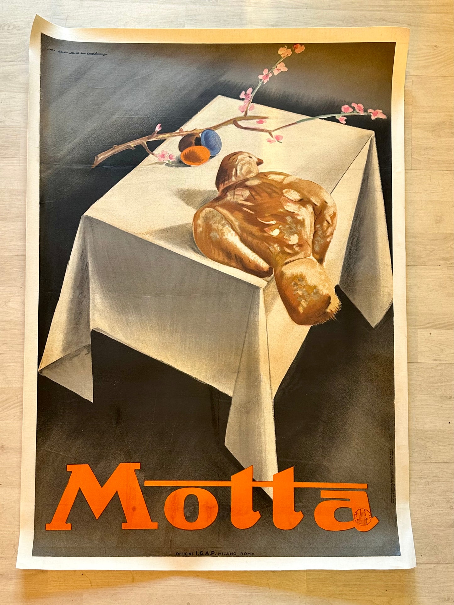 Manifesto pubblicitario originale - Colomba Motta Milano