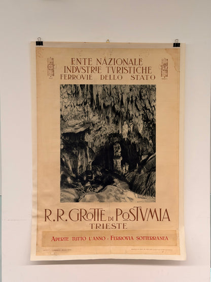 Manifesto pubblicitario originale - Grotte di Postumia - Trieste ENIT