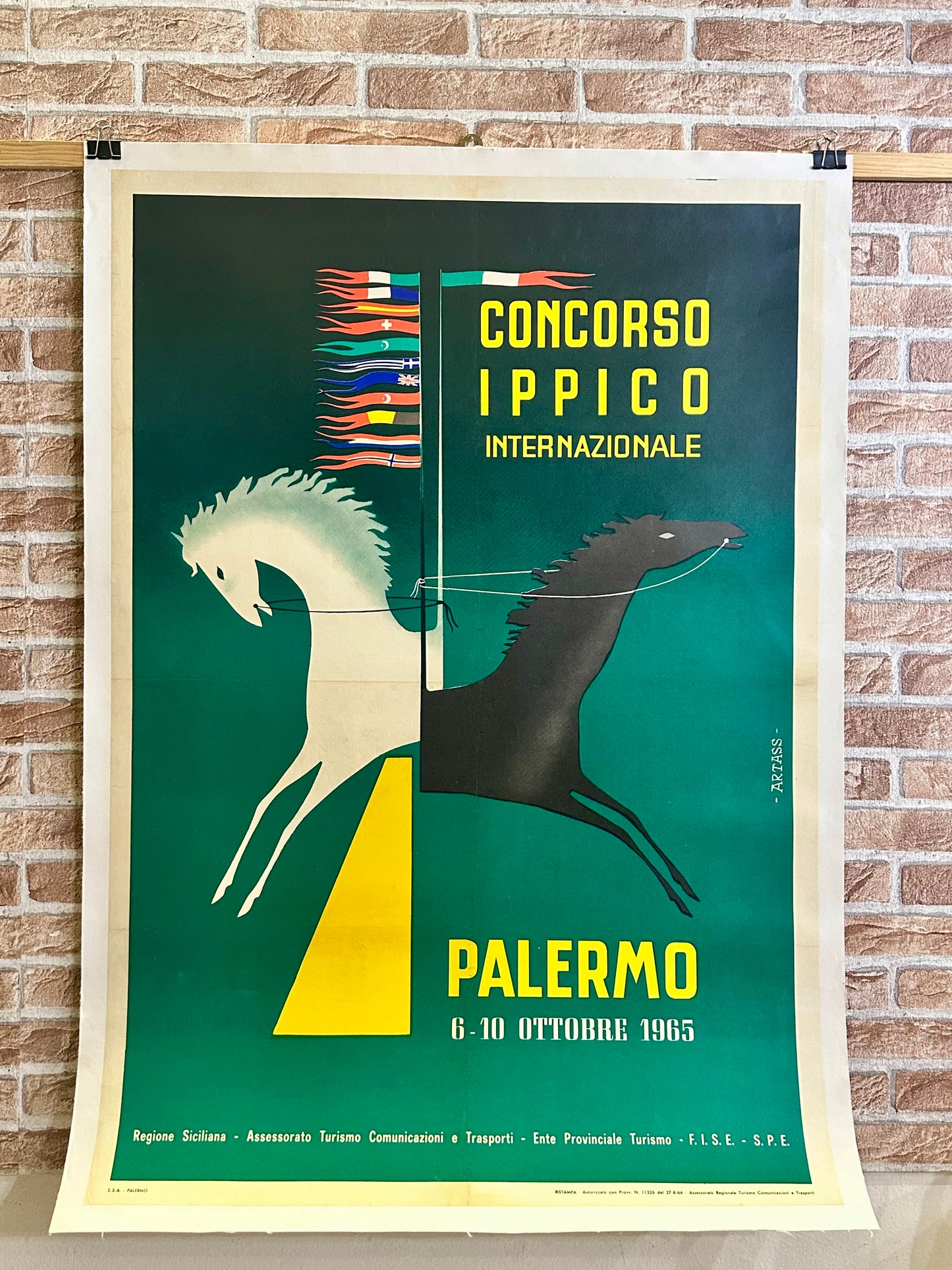 Manifesto pubblicitario originale - Corso Ippico Internazionale Palermo 1959