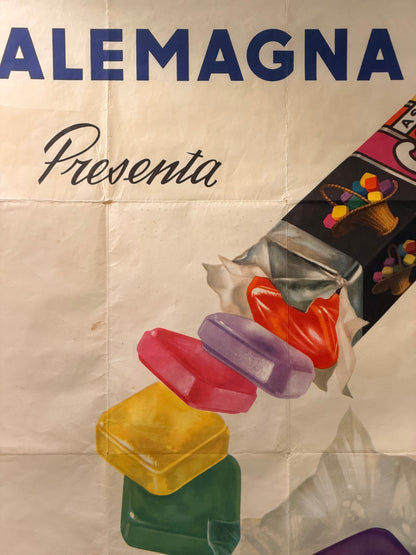 Manifesto pubblicitario originale - Alemagna Charms caramelle