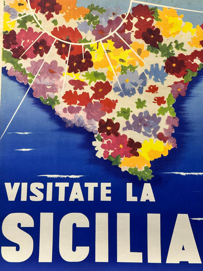 Manifesto pubblicitario originale - Visitate la Sicilia