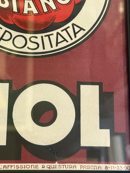 Manifesto pubblicitario Pezziol triplo estratto Pomidoro